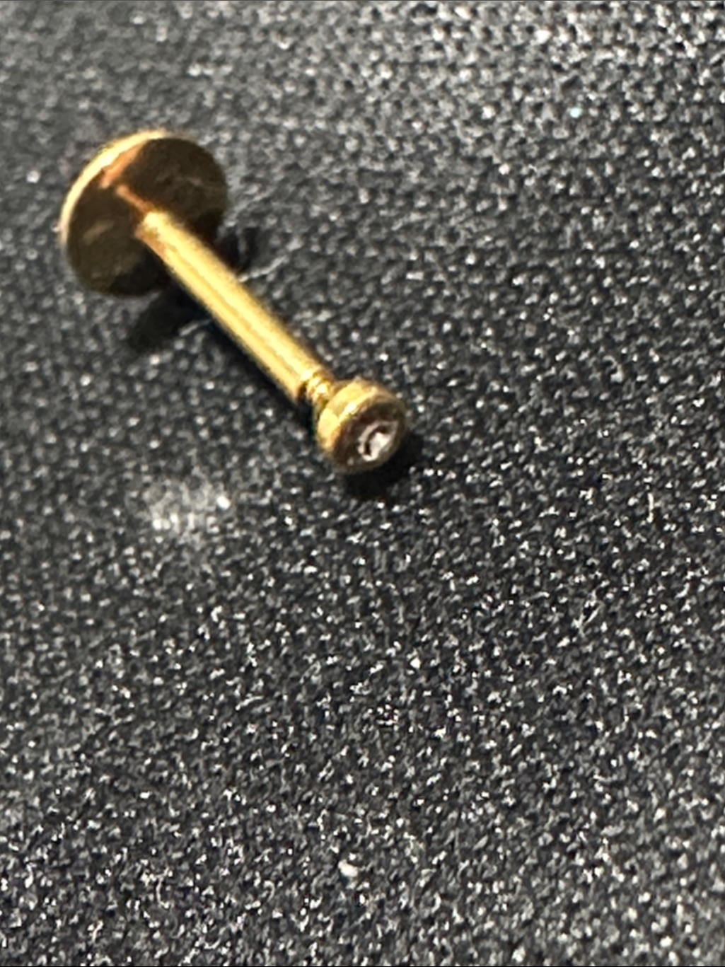 Gold Labret Stud Earring With Clear Gem